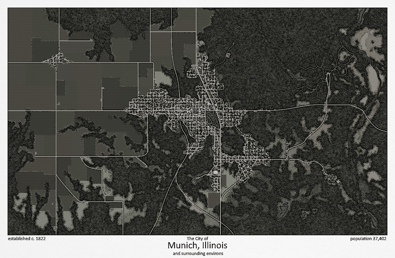 Establised c. 1822. The city of Munich, Illinois and surrounding environs. Population 37, 402.
