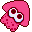 A pixel of a mini pink squid from splatoon.
