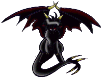 Art of an evil-looking black dragon.