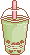 A pixel of a matcha boba-tea. It's bouncing up and down!
