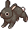 A brown pixel rabbit with tan markings.